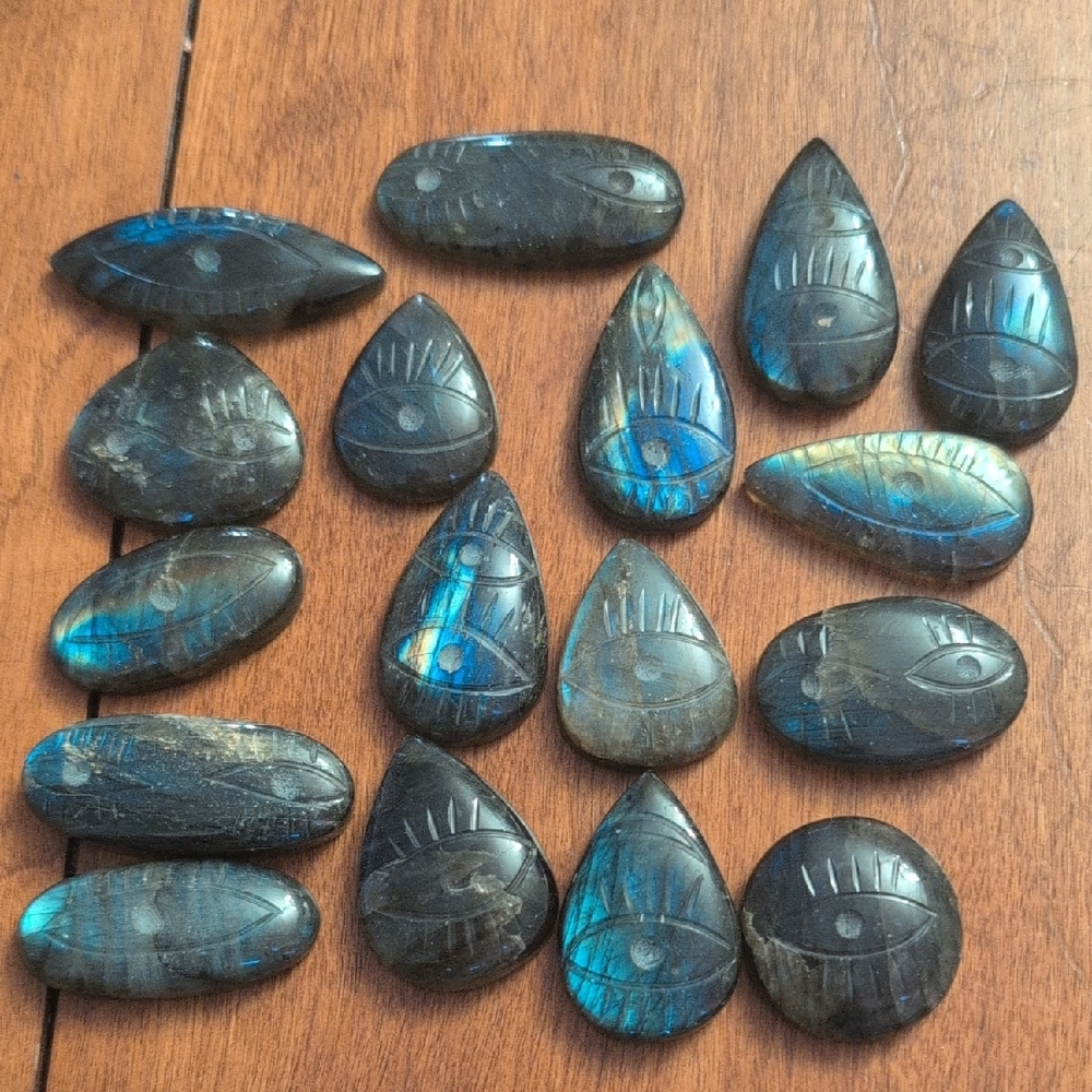 Blue Labradorite Eye Carving Cabochons